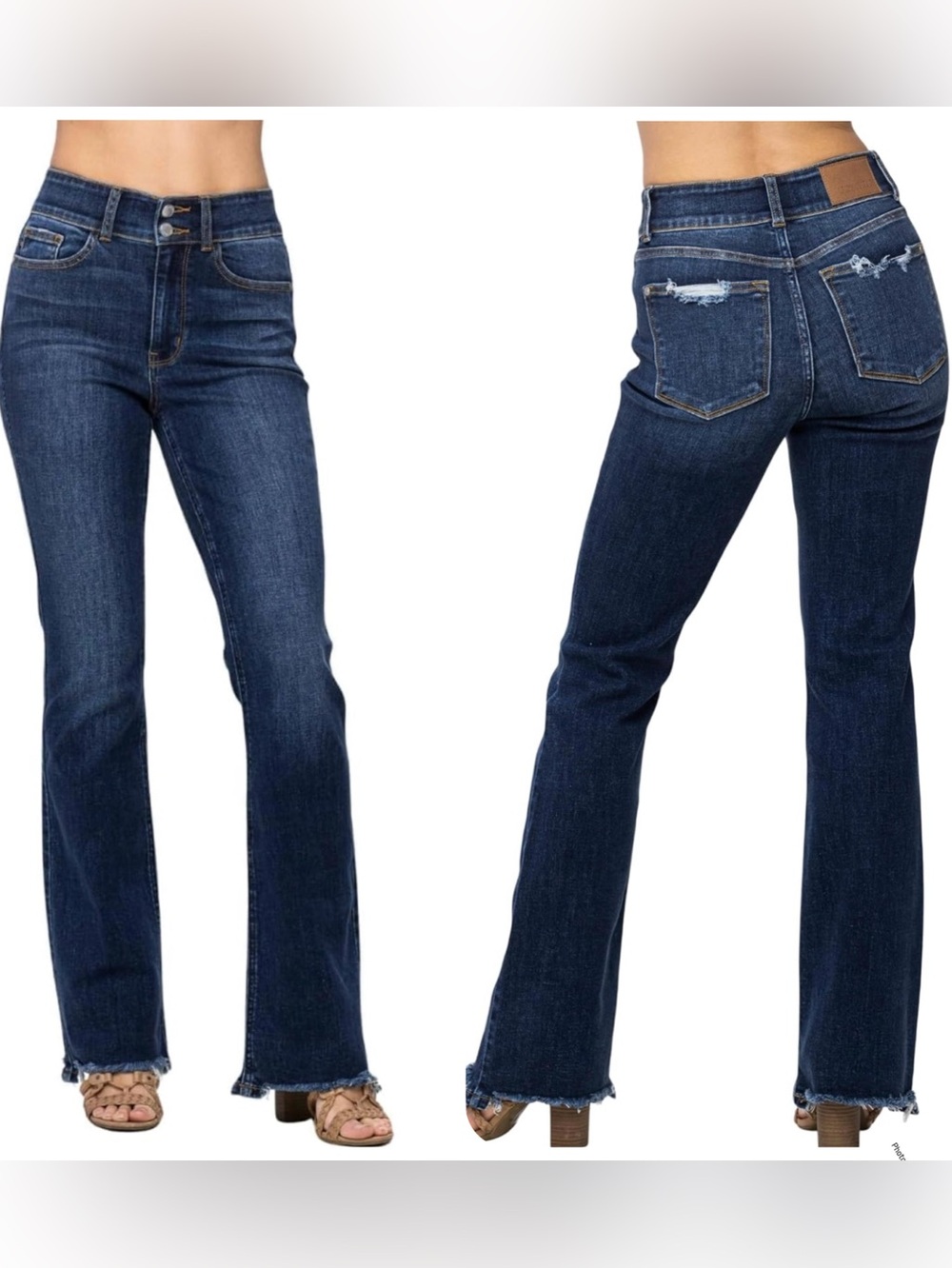 Judy Blue Jeans Women’s 29 Blue High Waisted Vintage Frayed Hem Bootcut LIKE NEW